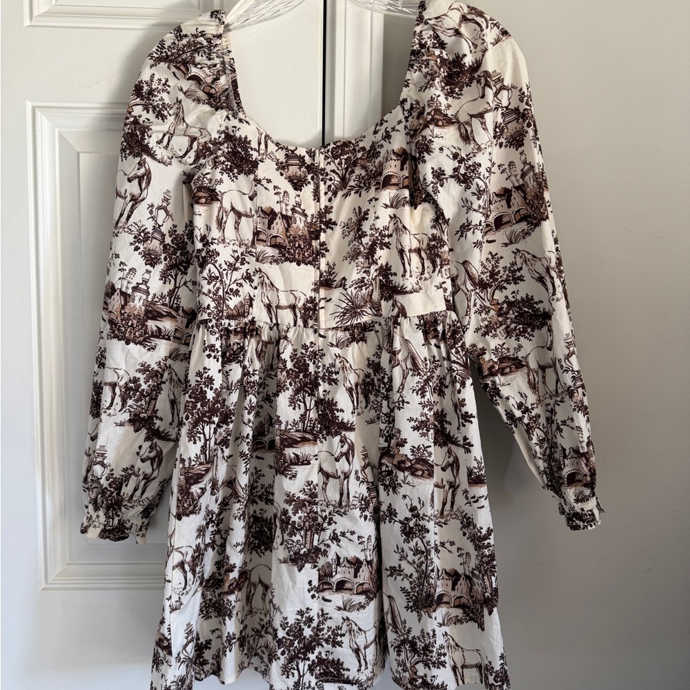 Francesca's Collections Floral Brown and Cream Dress - Picture 2 of 5